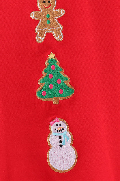 Red Gingerbread Tree Embroidery 2pc Set