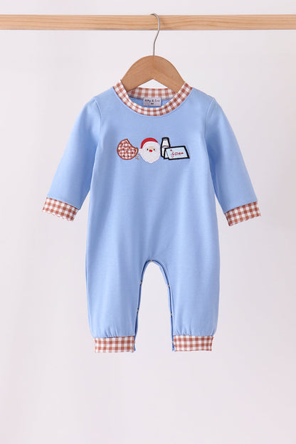 Blue Milk Cookies Embroidery Romper