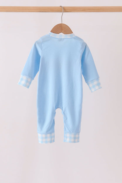 Blue Turkey Embroidery Romper