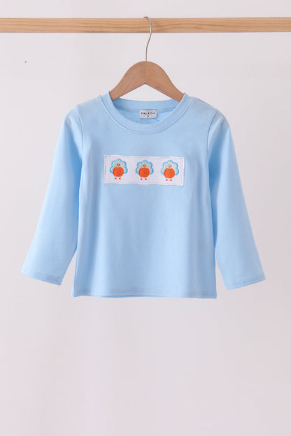 Blue Turkey Embroidery Top