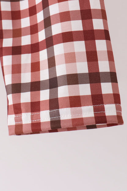 Sage Turkey Applique Plaid Pants Set