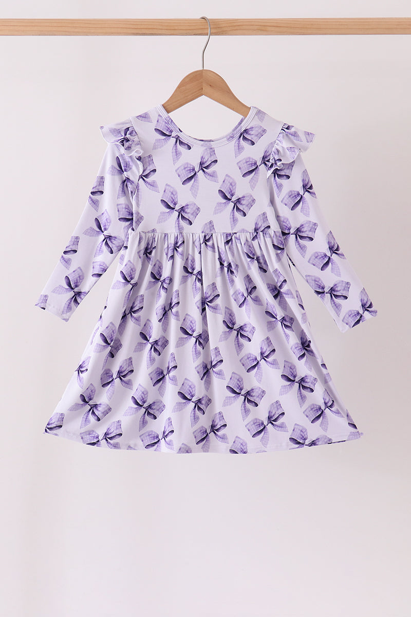 Purple Bow Zip Bamboo Dress