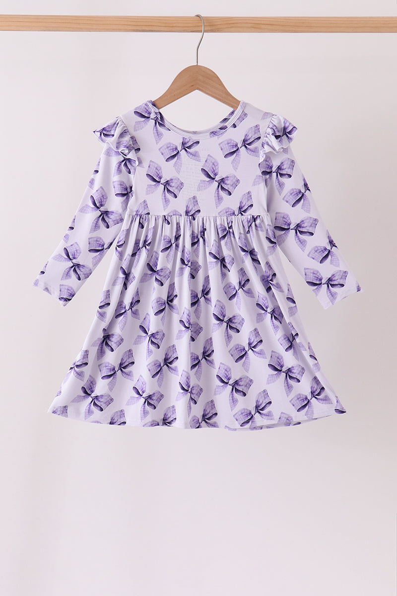Purple Bow Zip Bamboo Dress