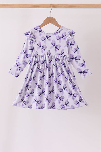 Purple Bow Zip Bamboo Dress