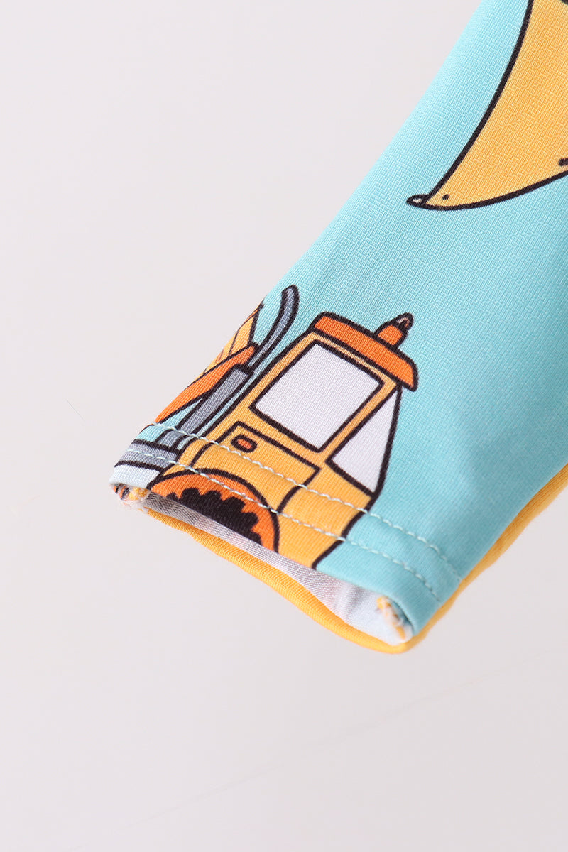 Construction Trucks Zip Bamboo Romper