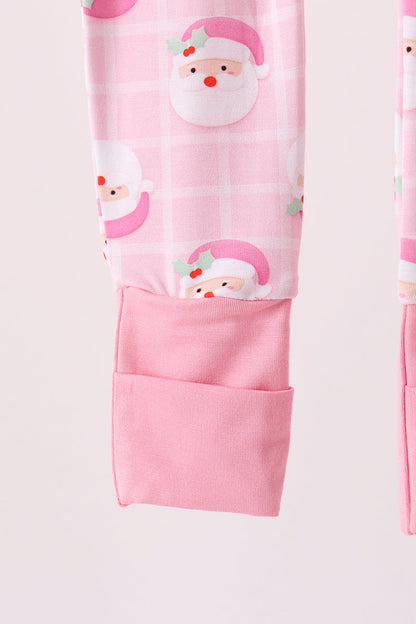 Pink Santa Zip Bamboo Romper