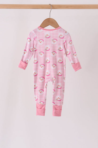 Pink Santa Zip Bamboo Romper
