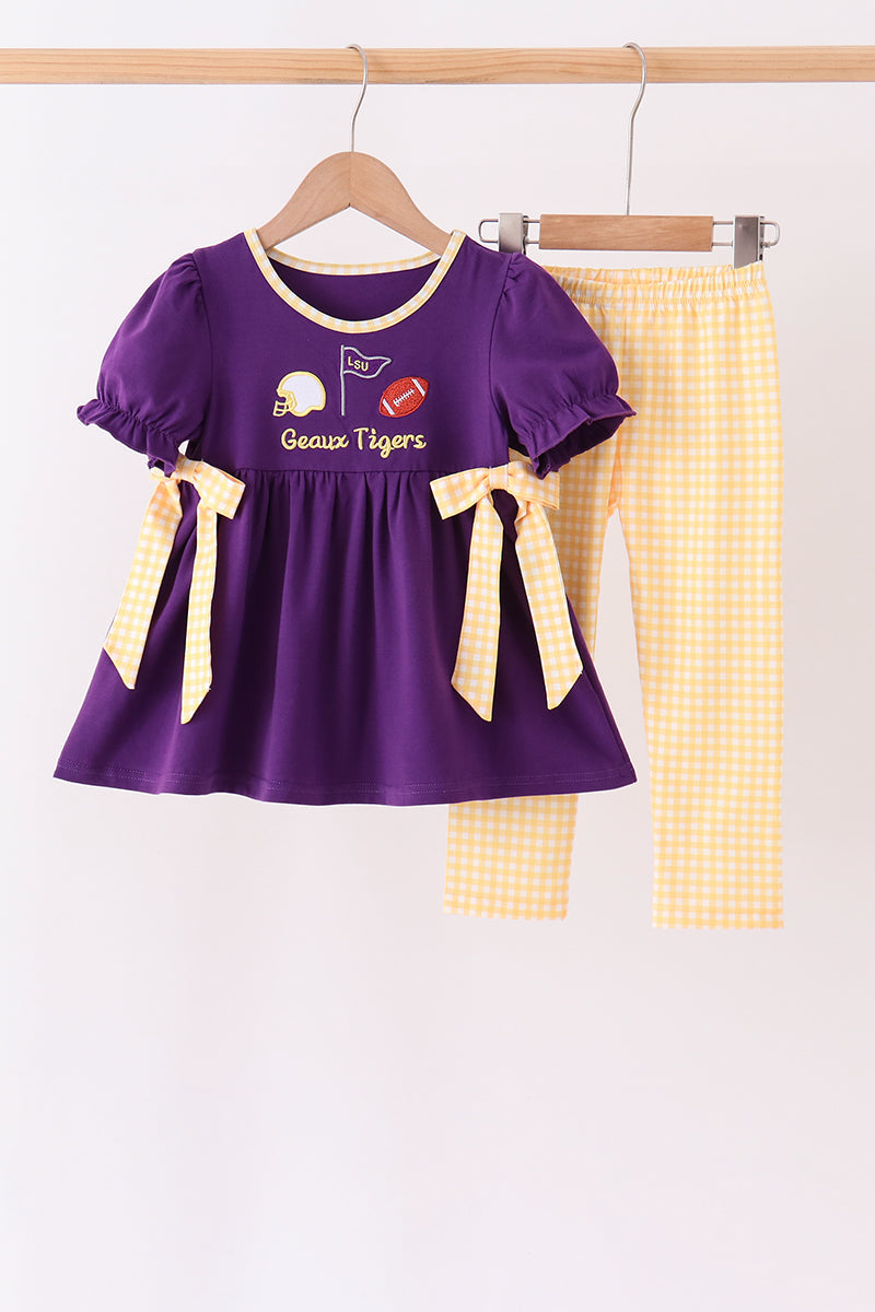 Purple LSU Geaux Tigers Embroidery Pants Set