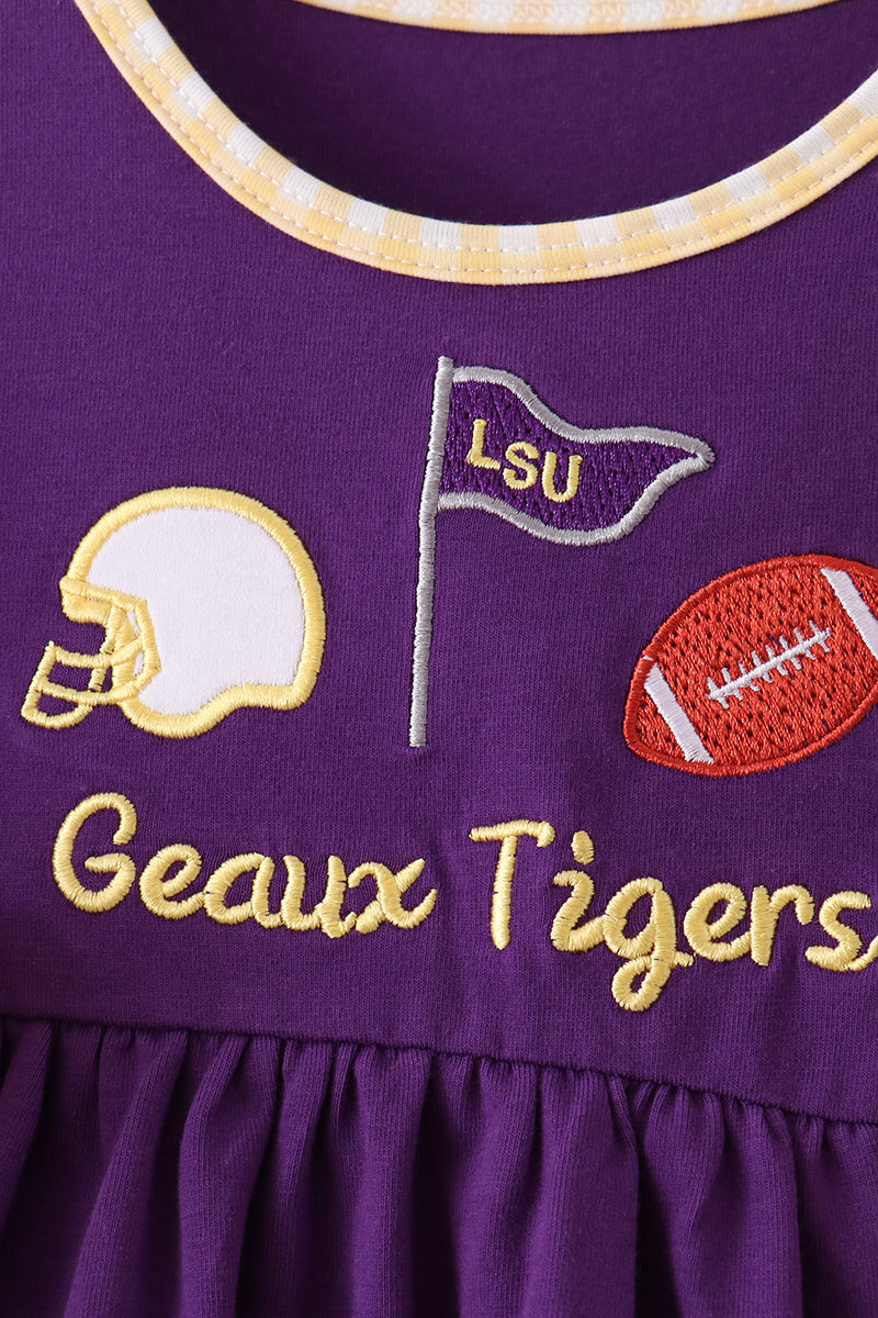 Purple LSU Geaux Tigers Embroidery Bloomer Set
