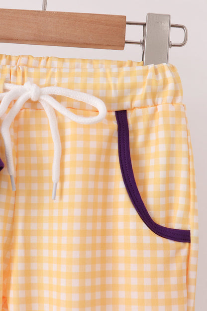 Purple LSU Geaux Tigers Embroidery Pants Set