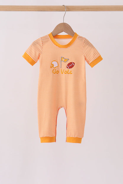 Orange Tennessee Go Vols Embroidery Romper