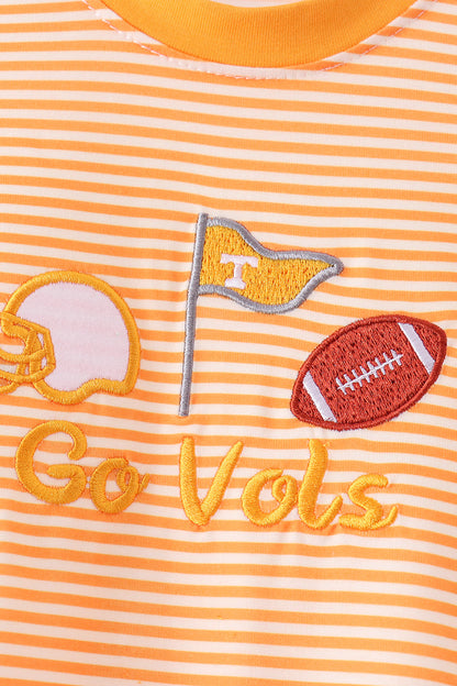 Orange Tennessee Go Vols Embroidery Romper