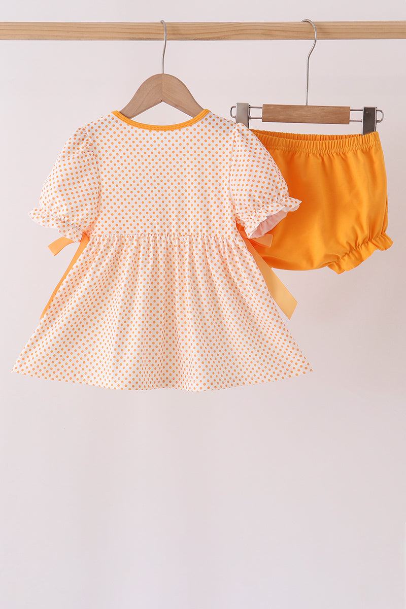 Orange Tennessee Go Vols Embroidery Bow Bloomer Set