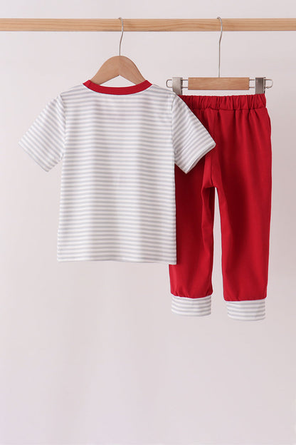 Red Alabama Roll Tide Embroidery Pants Set