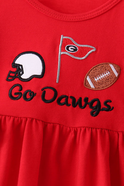 Red Georgia Go Dawgs Embroidery Bow Pants Set