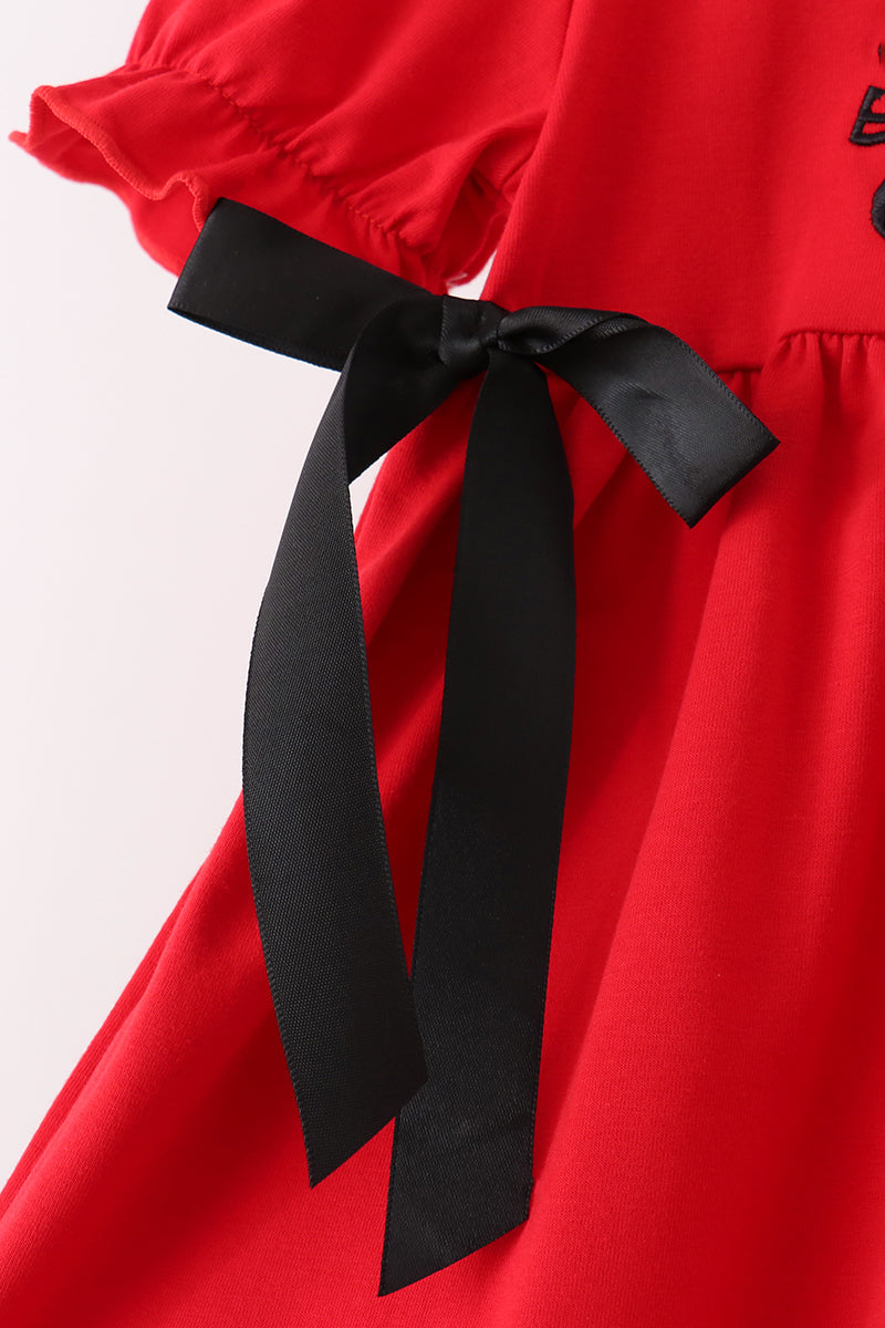Red Georgia Go Dawgs Embroidery Bow Pants Set