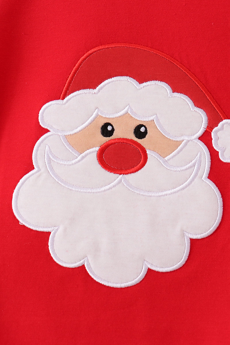 Red Santa Applique Plaid Pants Set