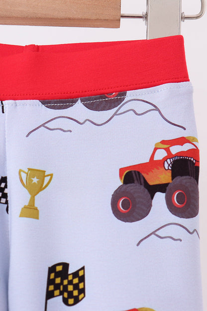 Blue Racing Car Bamboo Pajama Set