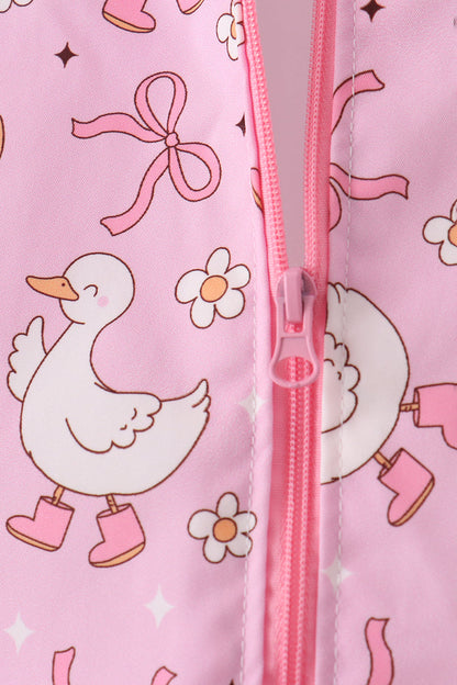Pink Goose Bow ruffle Raincoat