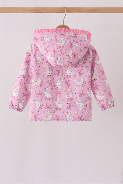 Pink Goose Bow ruffle Raincoat