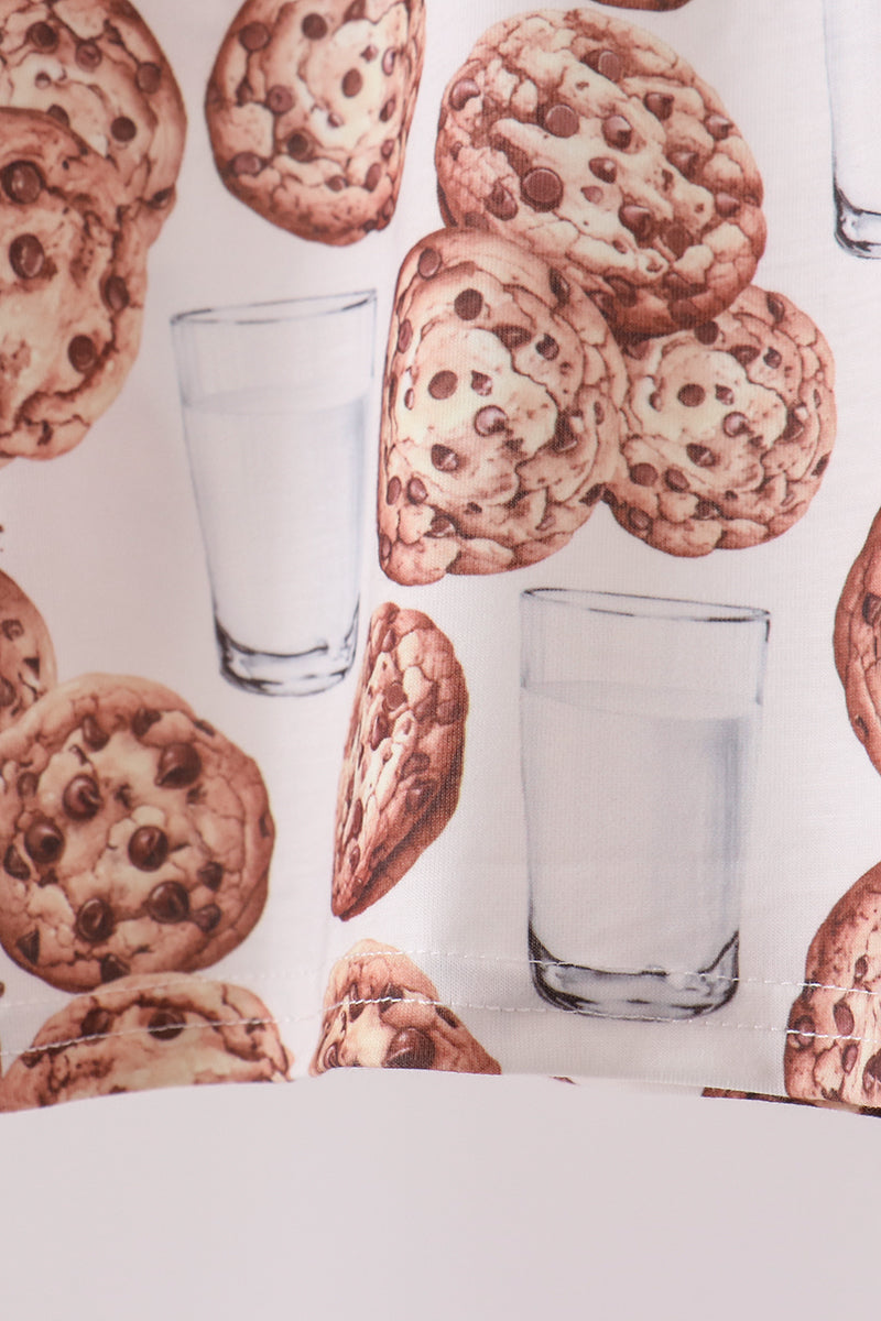 Brown Milk Cookie Print Pants Set