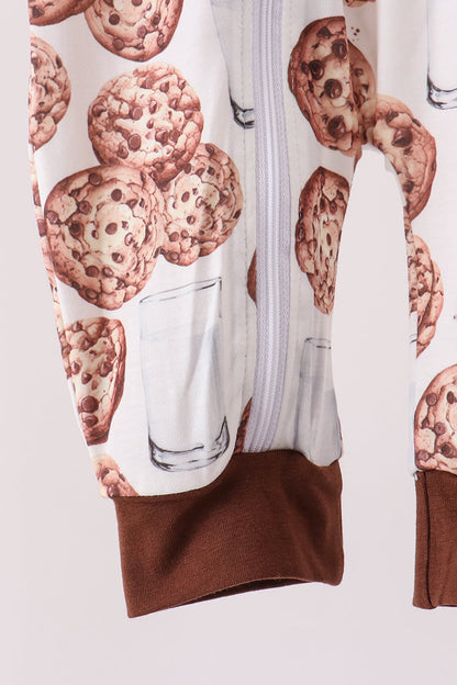 Brown Milk Cookie Print Romper