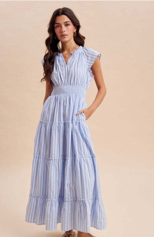 Striped Tiered Maxi Dress