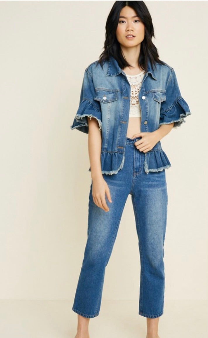 Ruffled Denim Jacket