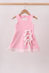 Pink Performance Bow Sash Scalloped Dress