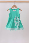 Green scalloped bow active dress