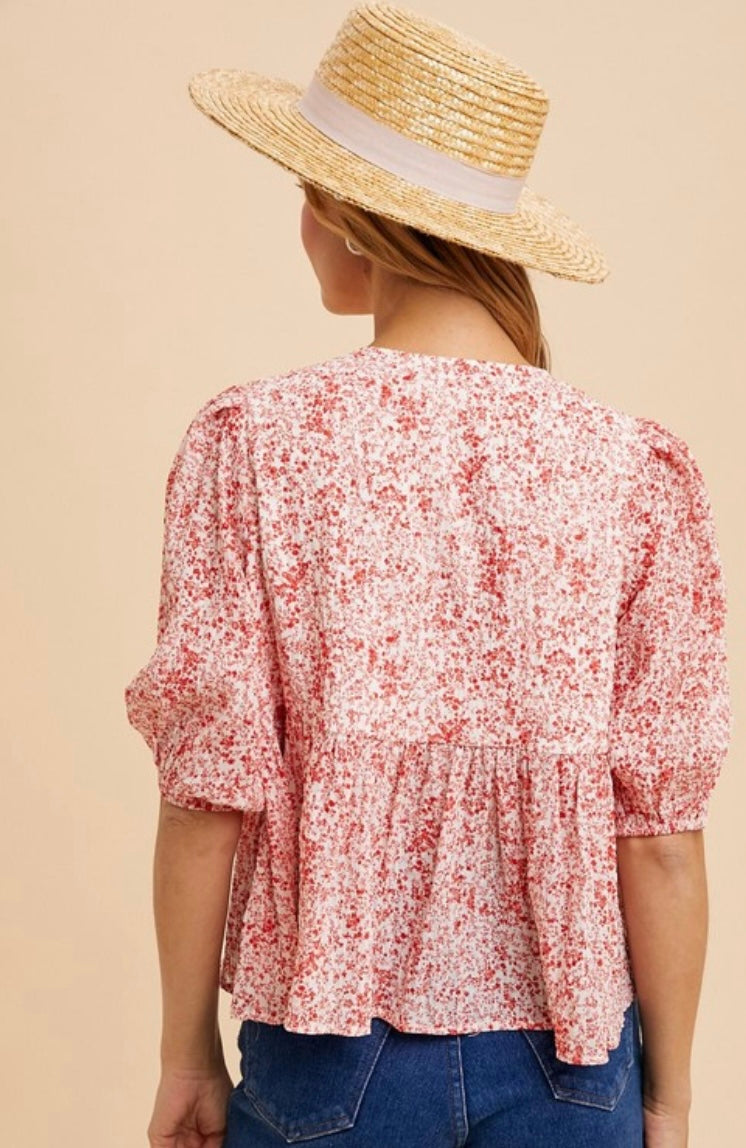 Bow Accent Floral Top