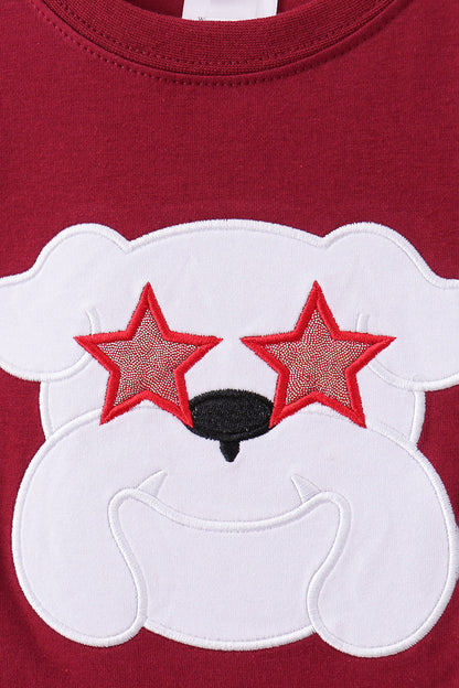 Premium Maroon Georgia bulldog applique top