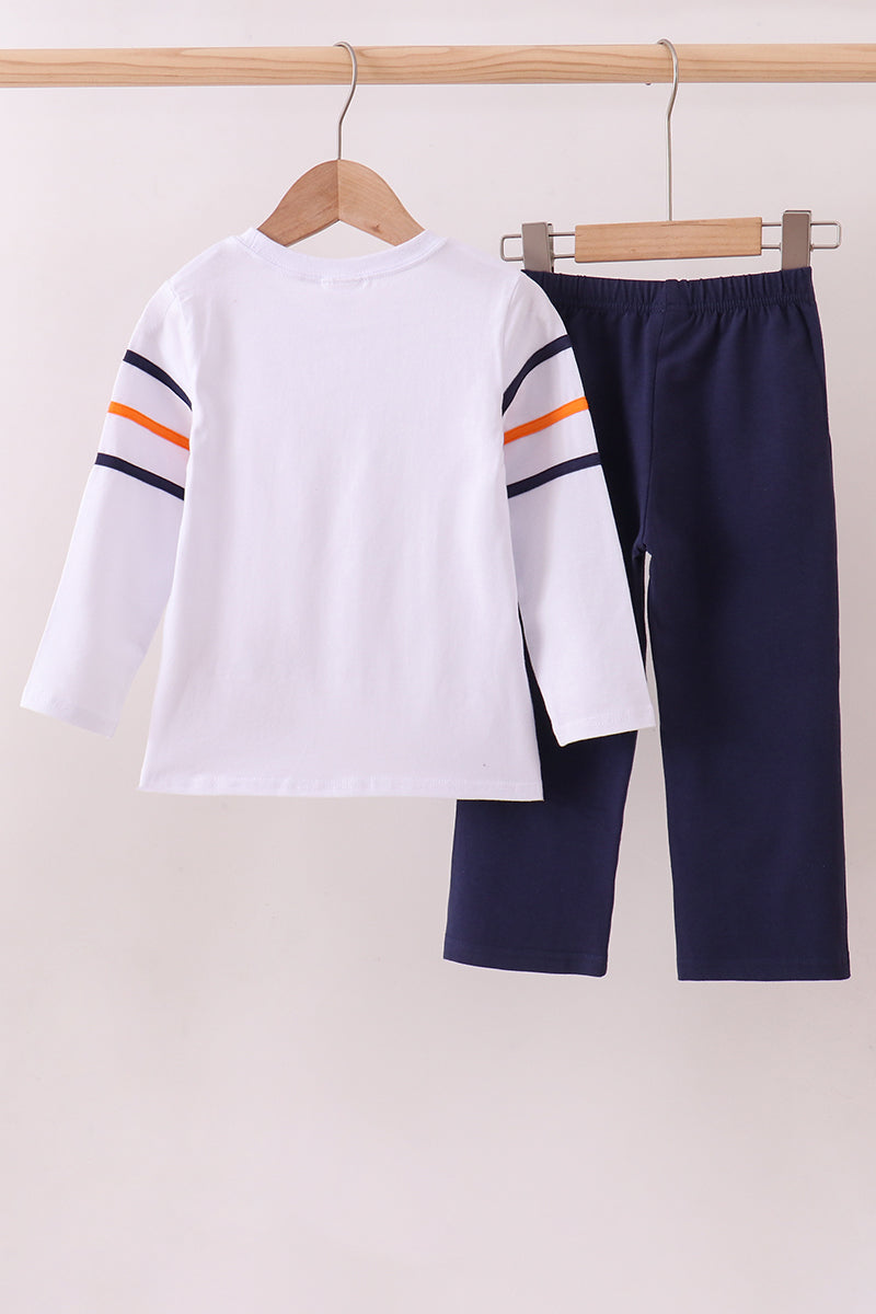 Premium Navy Auburn tiger applique pants set