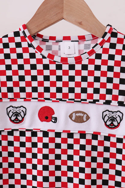 Checkered Georgia dog embroidery top