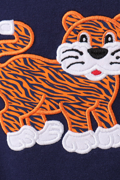 Premium Navy Auburn tiger applique bubble