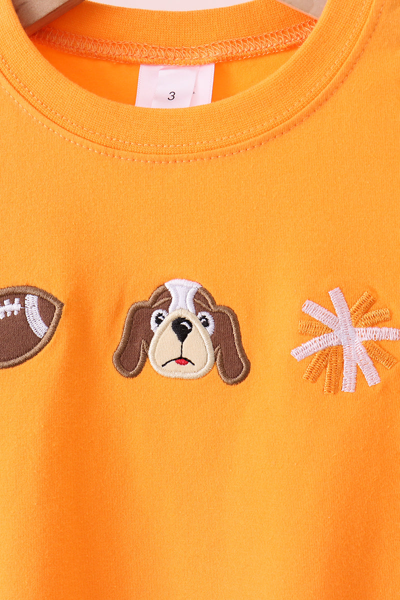 Premium Orange Tennessee football embroidery gingham pants set