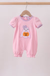 Pink ghost pumpkin embroidery romper