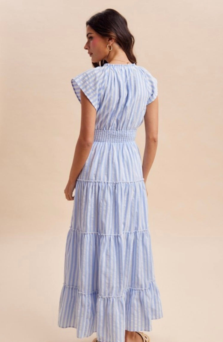 Striped Tiered Maxi Dress