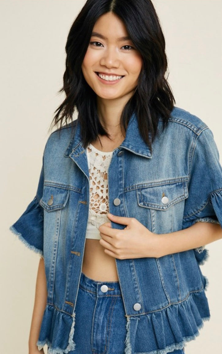 Ruffled Denim Jacket