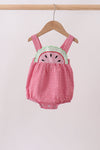 Red watermelon ruffle gingham bubble