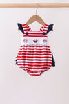 Red stripe flag fireworks embroidery ruffle bubble
