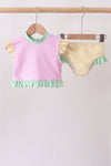 Pink stripe ruffle 2pc swimsuit