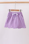 Dark purple scallop hem bow skort