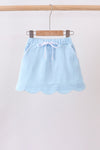 Mint scallop hem bow skort