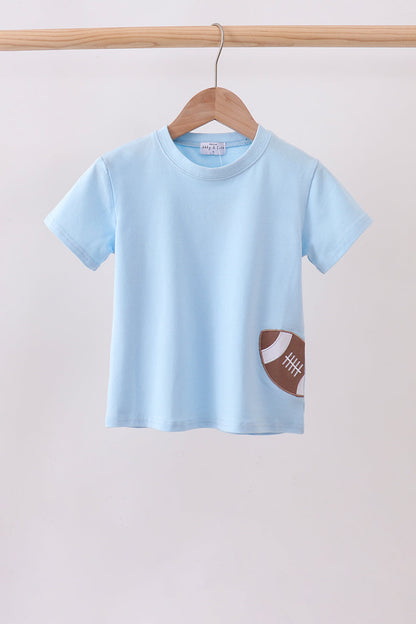 Blue football applique top