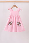 Pink football applique everyone has fun dress