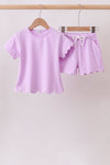 Purple Scalloped Shorts Set