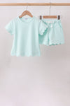 Mint Scalloped Shorts Set