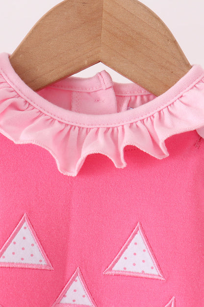 Pink Jack-O-Lantern applique 2pc bubble set