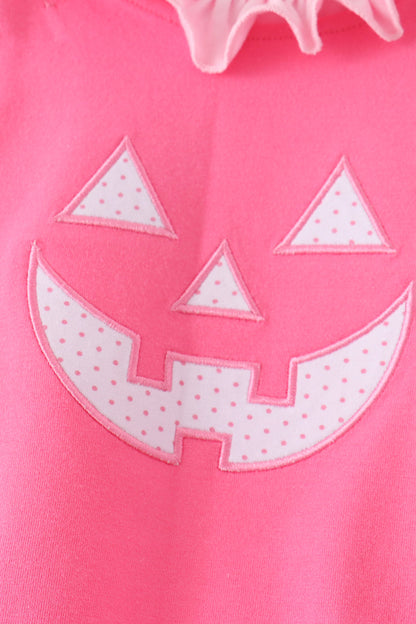 Pink Jack-O-Lantern applique 2pc bubble set